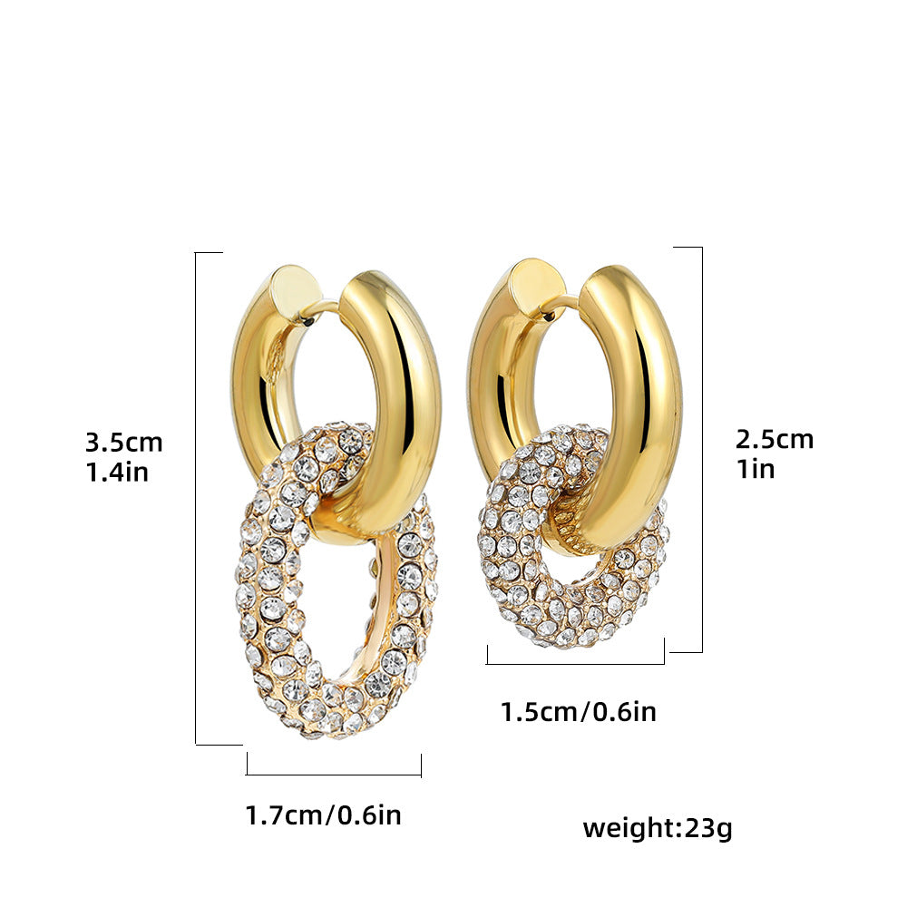 Stainless Steel 18K Gold Plating Twist-knot Earrings With Diamonds - Beauty Accessories