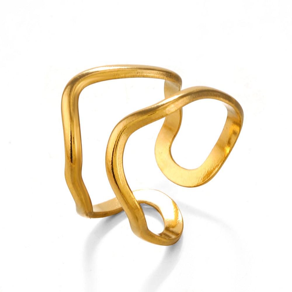 Personalized Line Design Popular Simplicity Style Stainless Steel Shaped Ring For Women