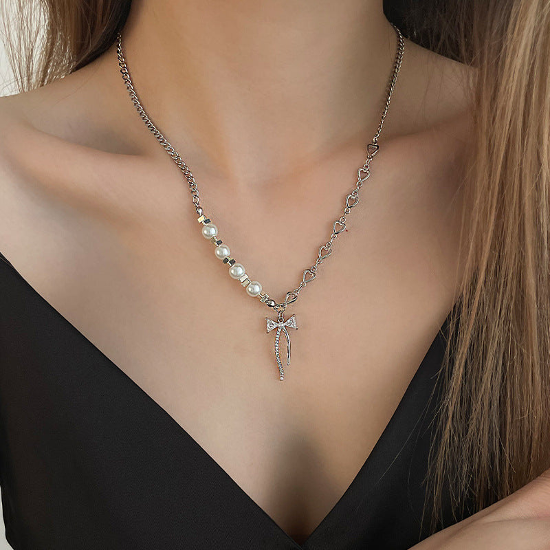 Special-interest Design Bow Pearl Necklace - Beauty Accessories