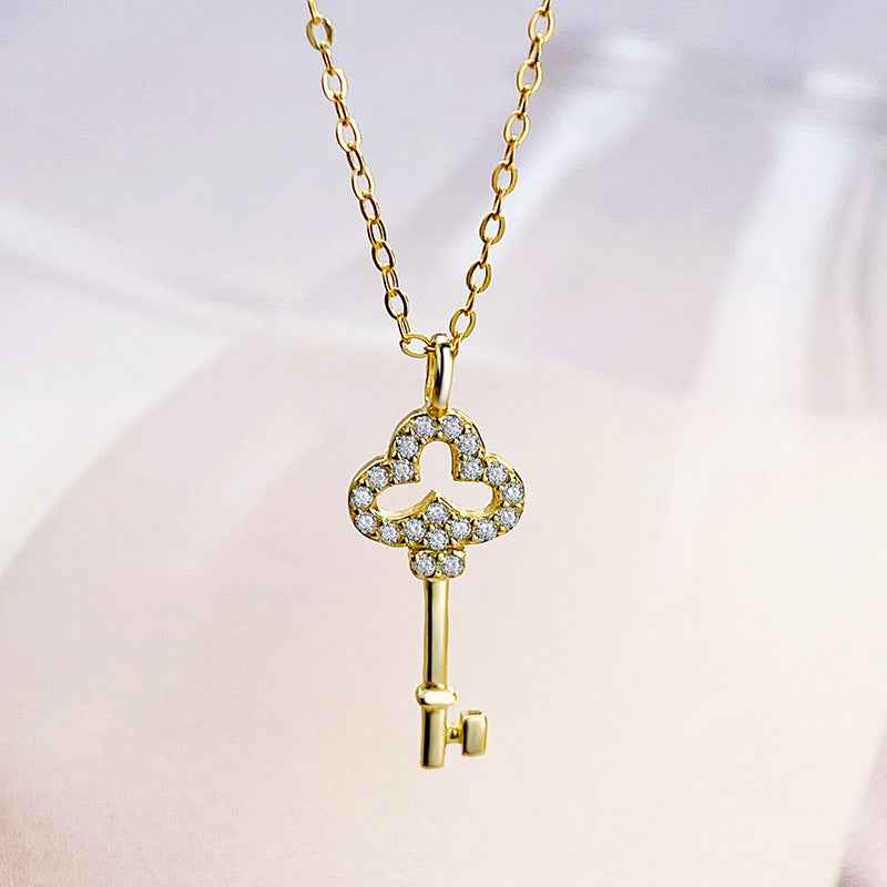 925 Sterling Silver Key Clavicle Necklace