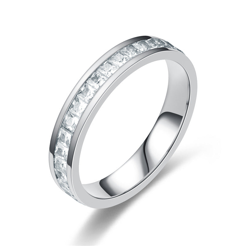 Fashion Rhinestones Rings Women Stainless Steel Ring - Beauty Accessories