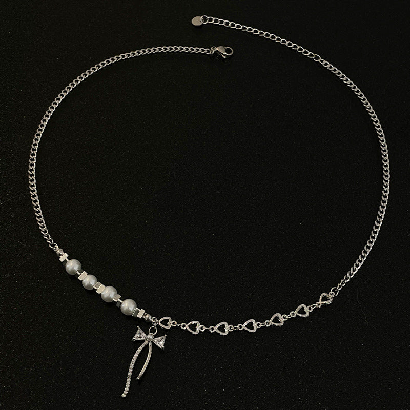 Special-interest Design Bow Pearl Necklace - Beauty Accessories