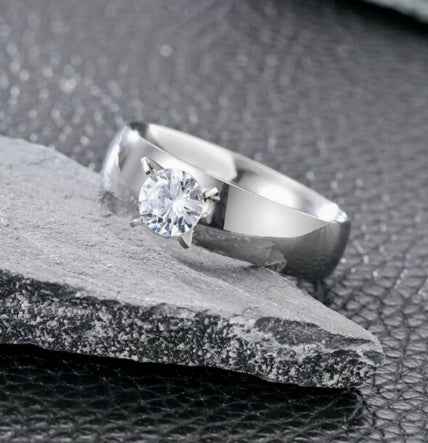 Fashion Stainless Steel Zircon Couple Ring Women