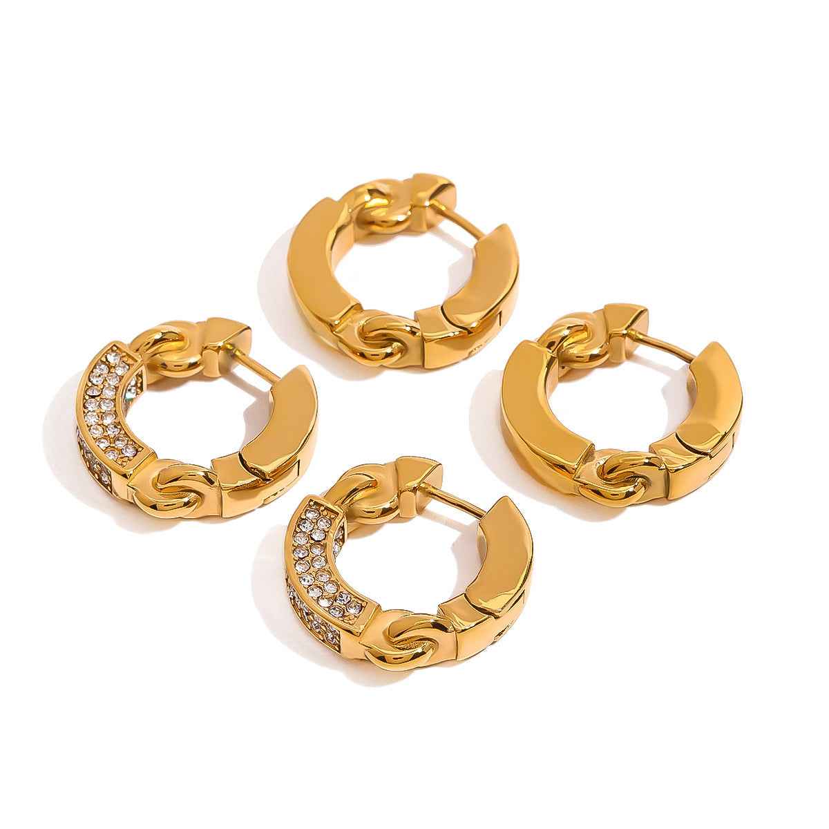 Stainless Steel Diamond Geometric Earrings