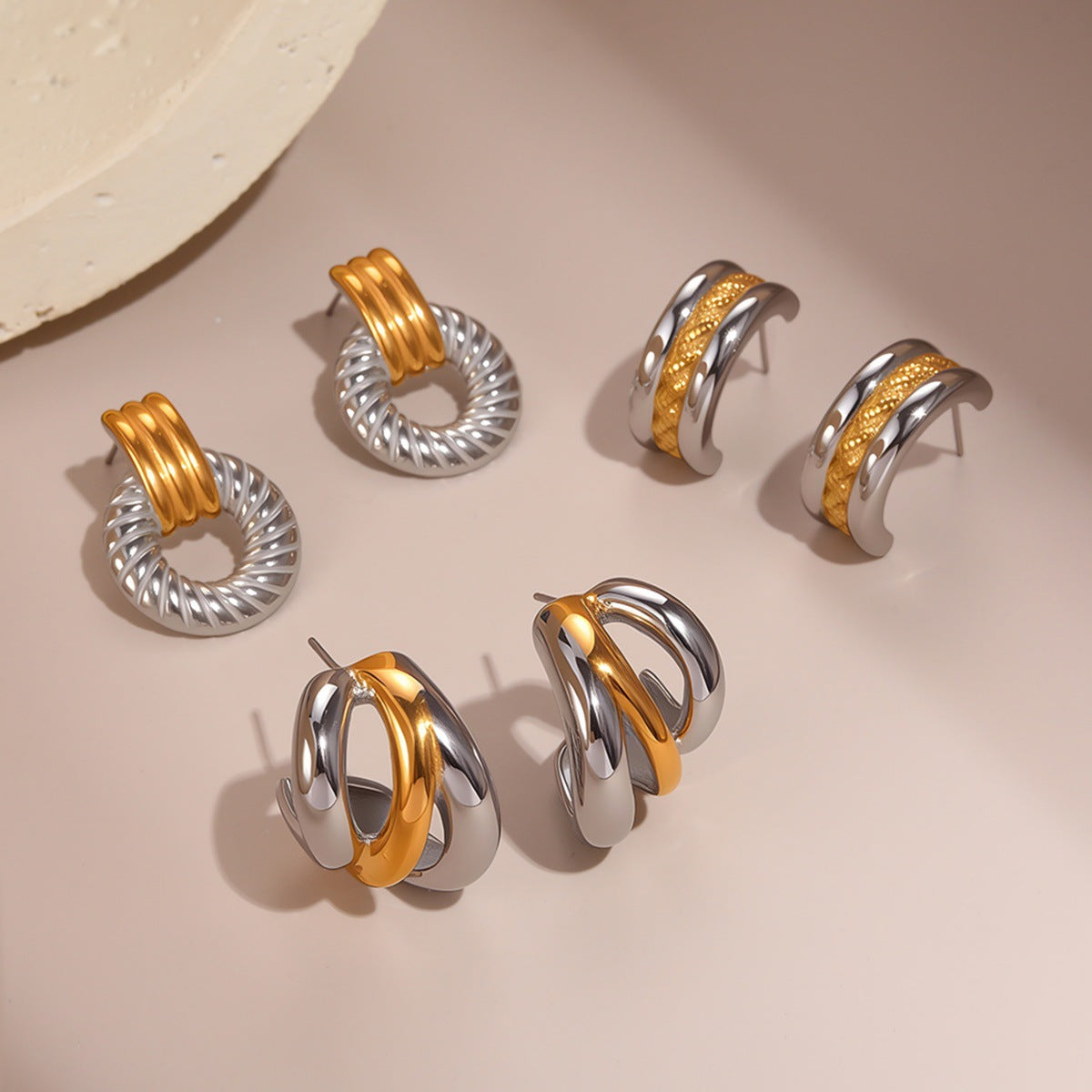 Stainless Steel Simple Design Earrings - Beauty Accessories