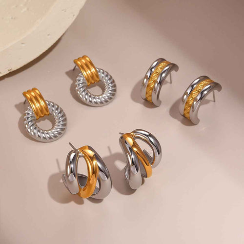 Stainless Steel Simple Design Earrings - Beauty Accessories