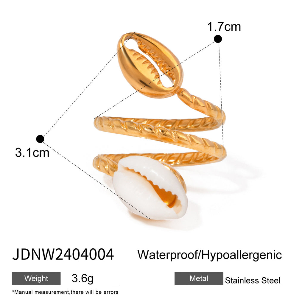Stainless Steel Shell Open Ring For Women - Beauty Accessories