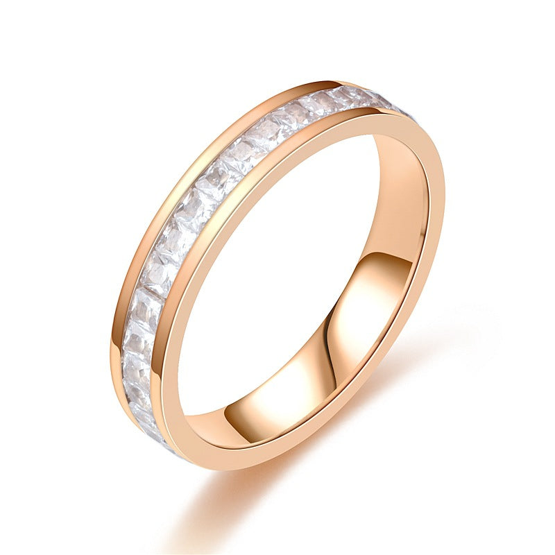Fashion Rhinestones Rings Women Stainless Steel Ring - Beauty Accessories