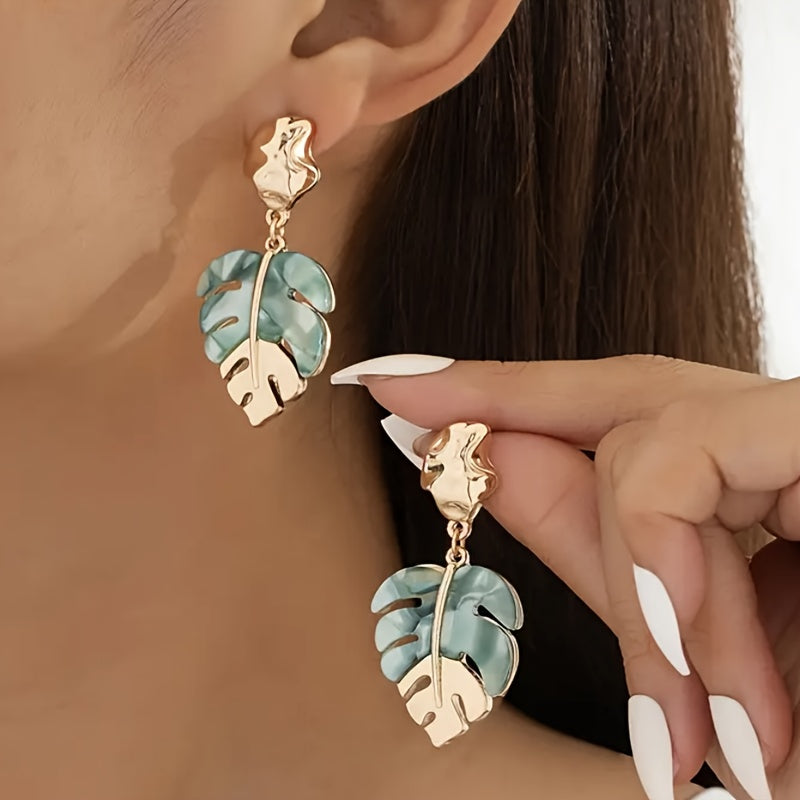Vintage Boho Style Leaf Dangle Earrings - Beauty Accessories