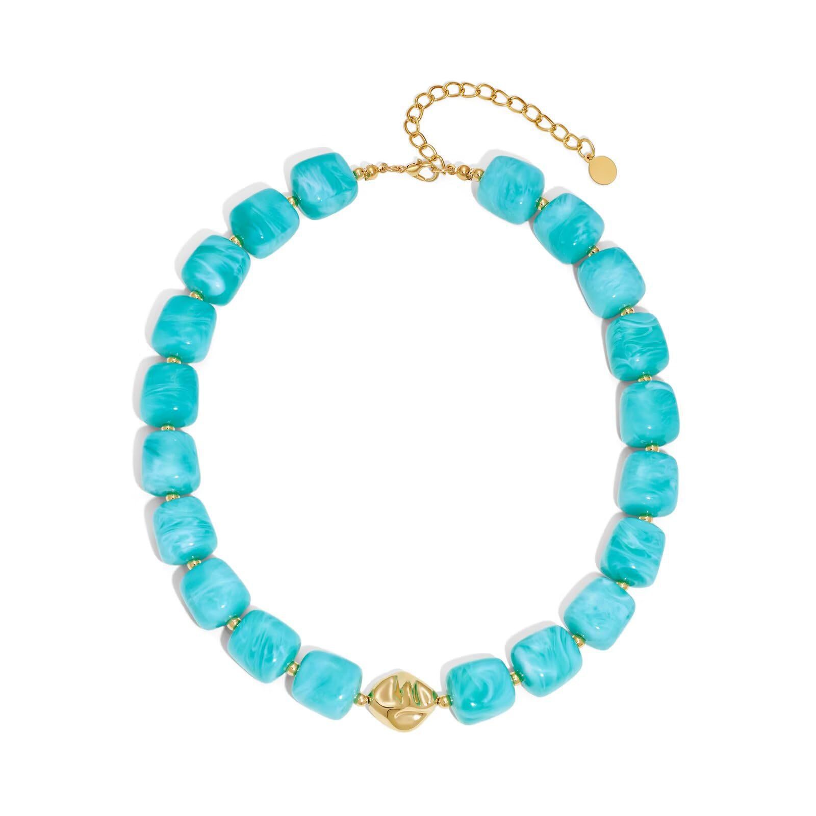 Bohemian-style Multicolor Resin Bead Necklace - Beauty Accessories