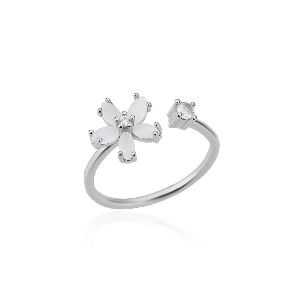 18K Gold Stainless Steel Fashionable Lip Shaped Flower Ring - Beauty Accessories