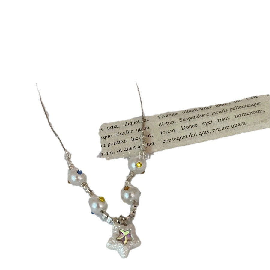 Women's Colorful Five-pointed Star Pearl Necklace - Beauty Accessories