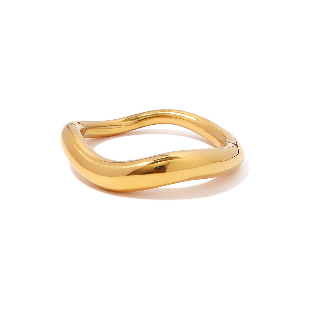 18K Gold Plated Stainless Steel Irregular Ring For Women