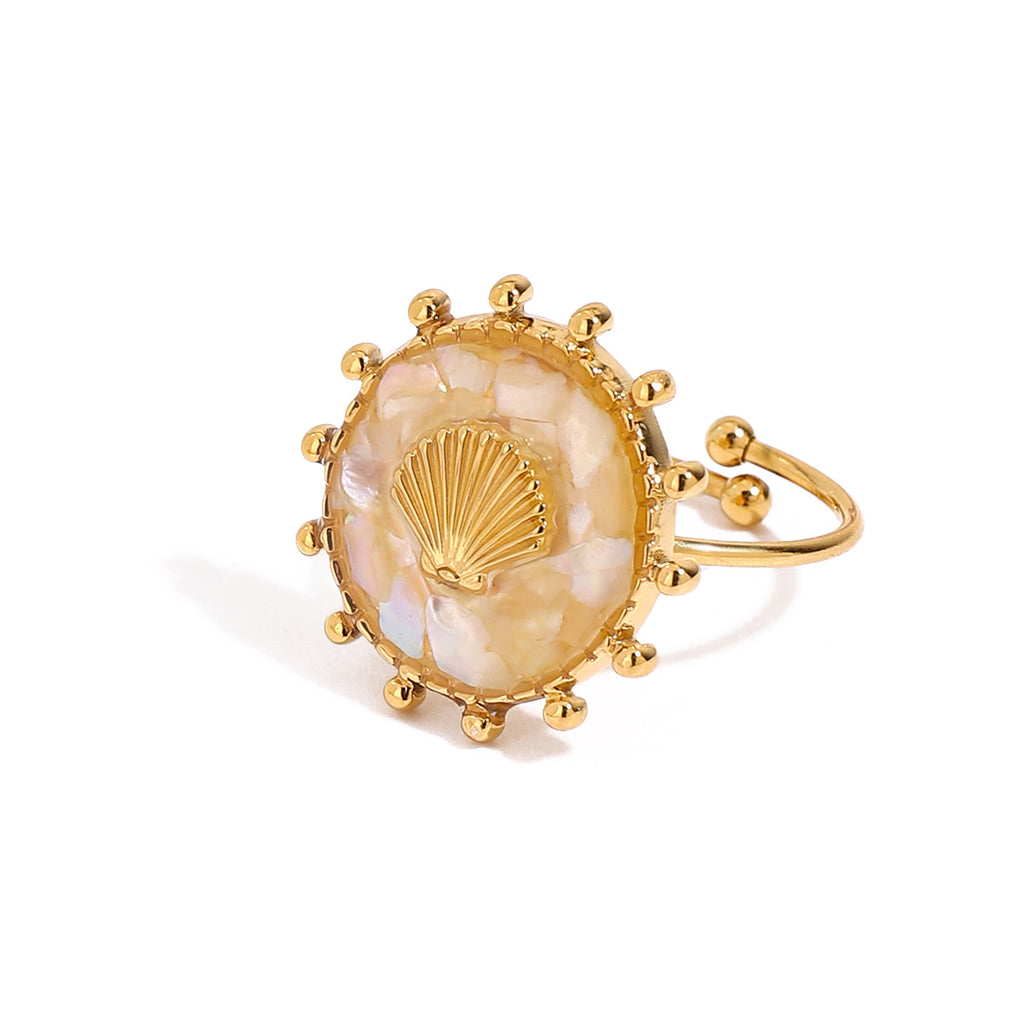 Zora Boho Style Oil Drop Ring 18K Gold-plated Stainless Steel - Beauty Accessories