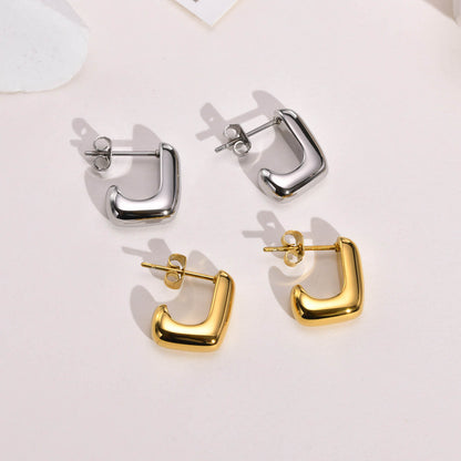 Stainless Steel Plain Geometric Earrings - Beauty Accessories