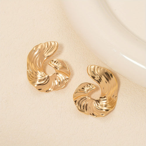 1 Pair Boho Style Irregular Spiral Texture Geometric Earrings - Beauty Accessories