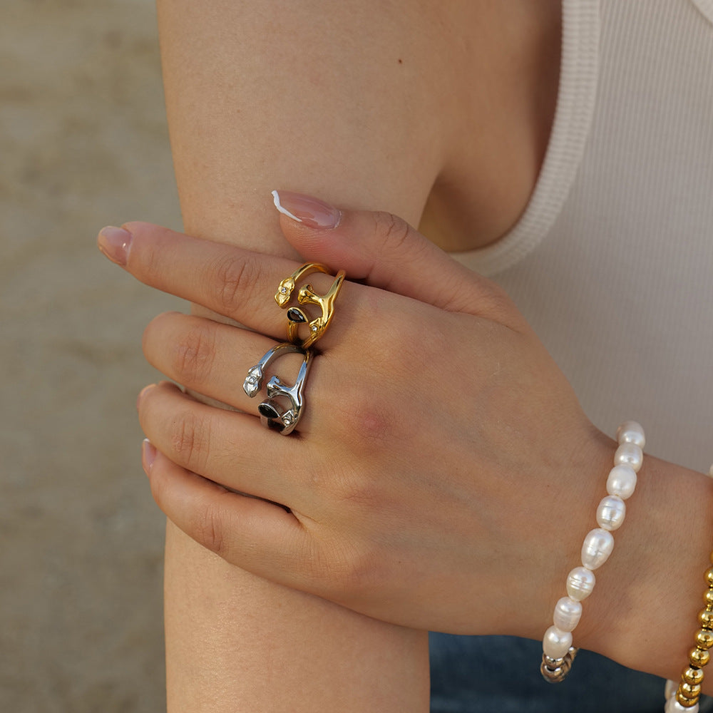 18K Gold Stainless Steel Geometric Trend Open Ring For Women