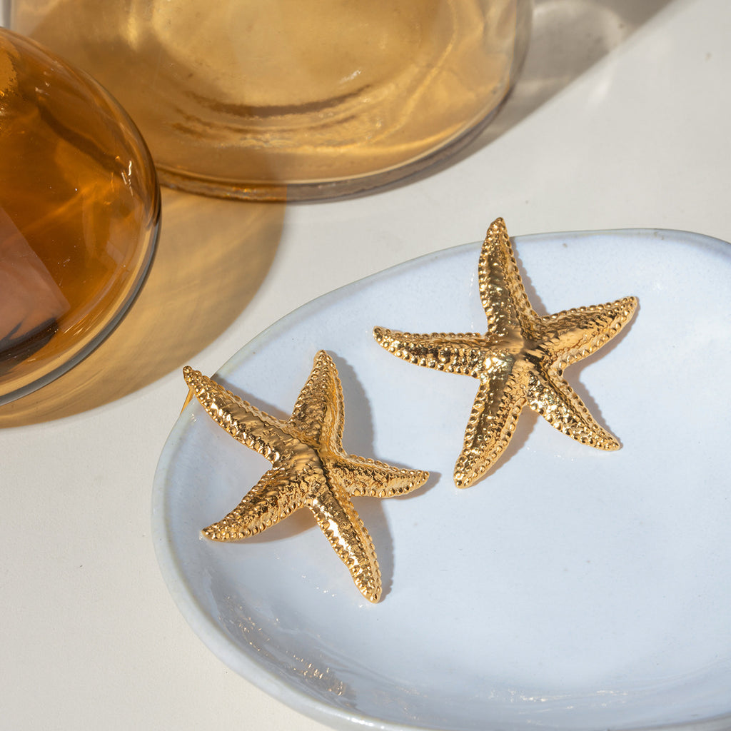 Serene Gold Starfish Earrings - Beauty Accessories