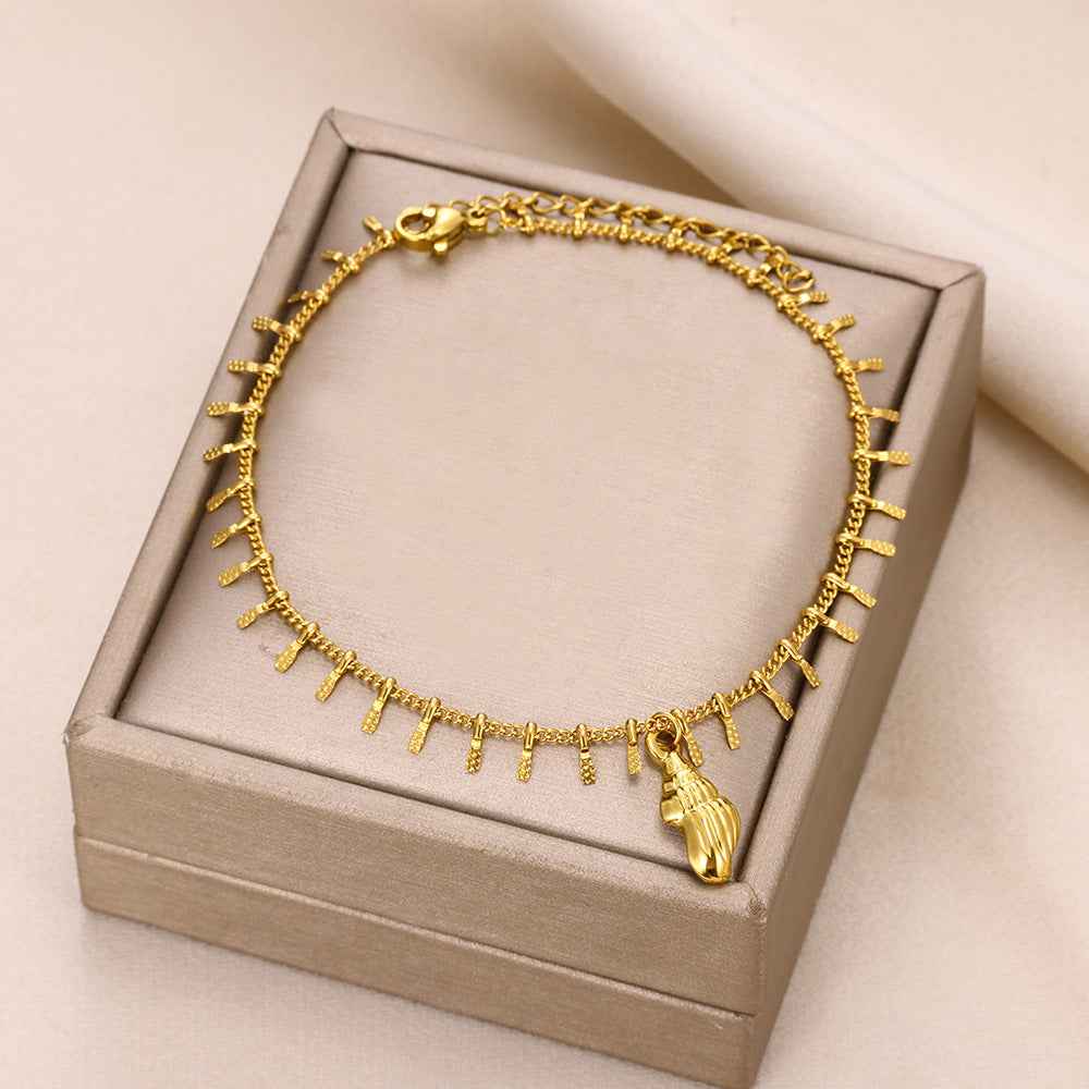 Tassel Anklet Gold Stainless Steel Waterproof Adjustable - Beauty Accessories