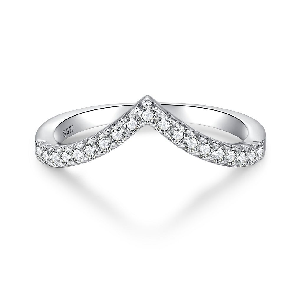 S925 Sterling Silver Platinum-plated Band Ring