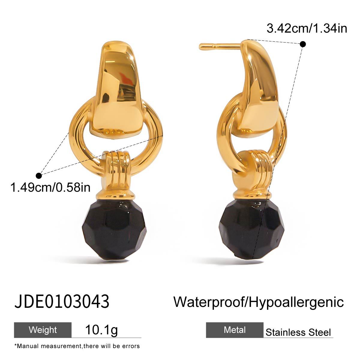 Stainless Steel Black Crystal Earrings Titanium Steel Earrings - Beauty Accessories