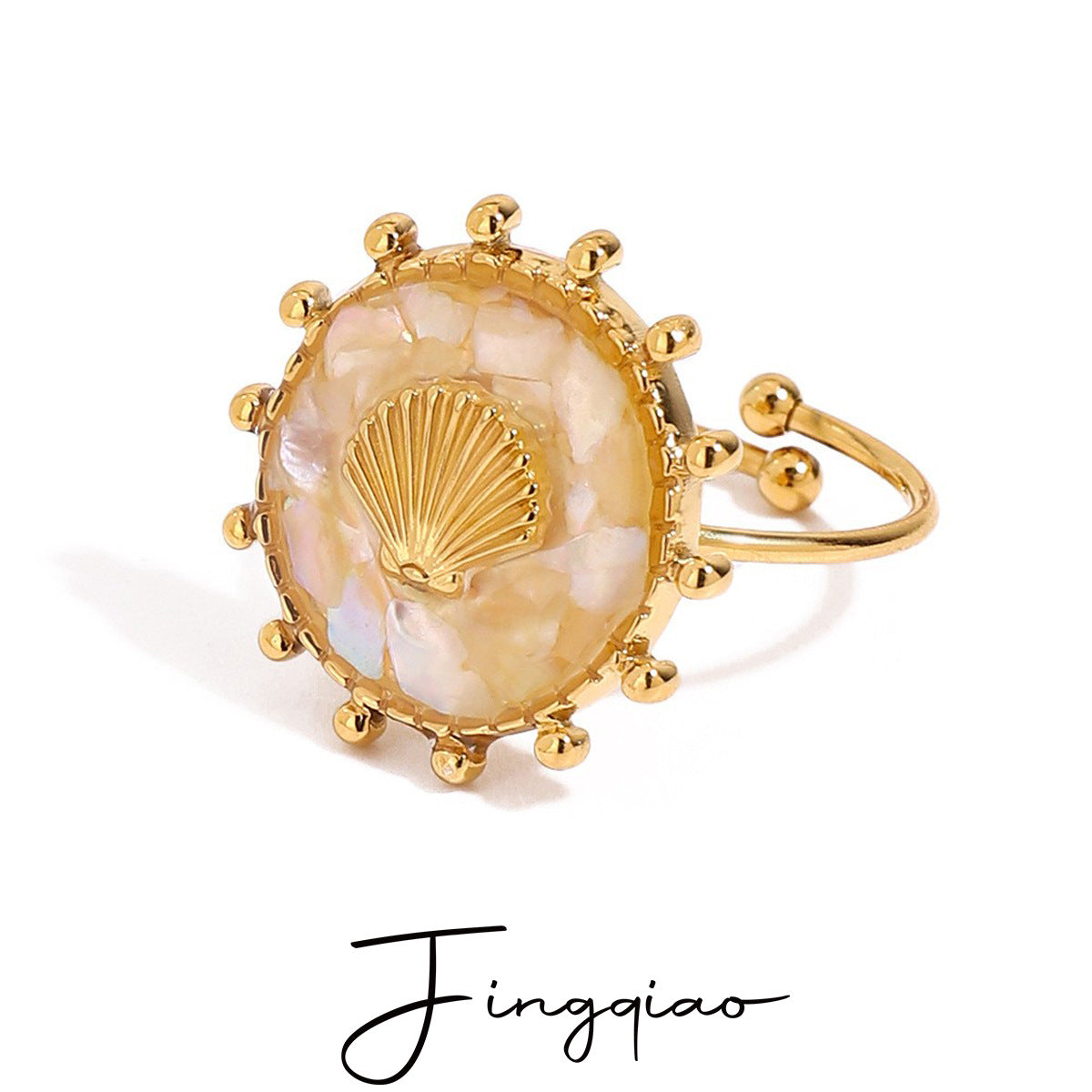 Zora Boho Style Oil Drop Ring 18K Gold-plated Stainless Steel - Beauty Accessories