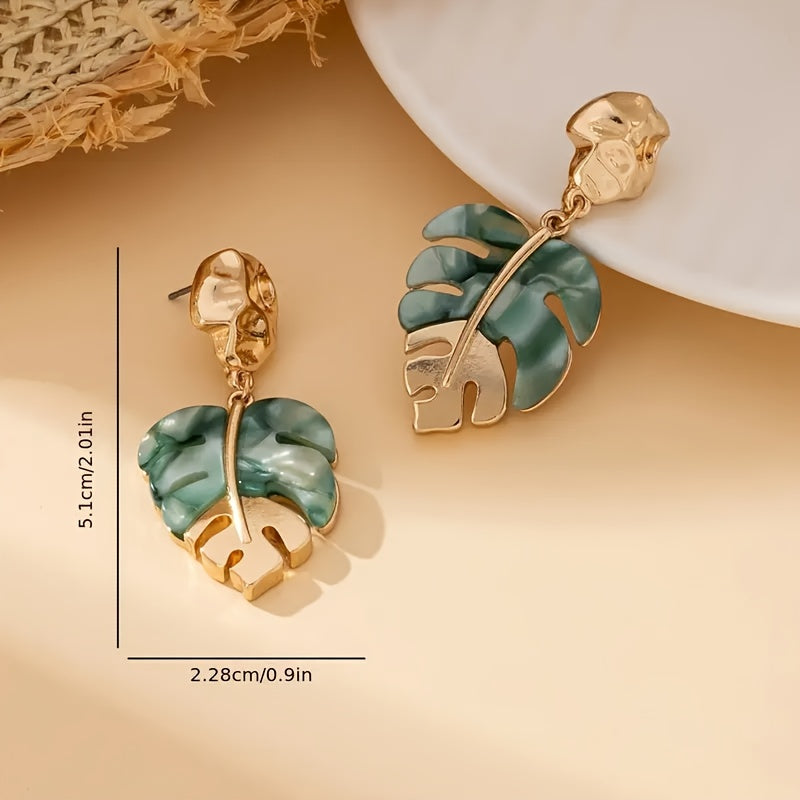 Vintage Boho Style Leaf Dangle Earrings - Beauty Accessories