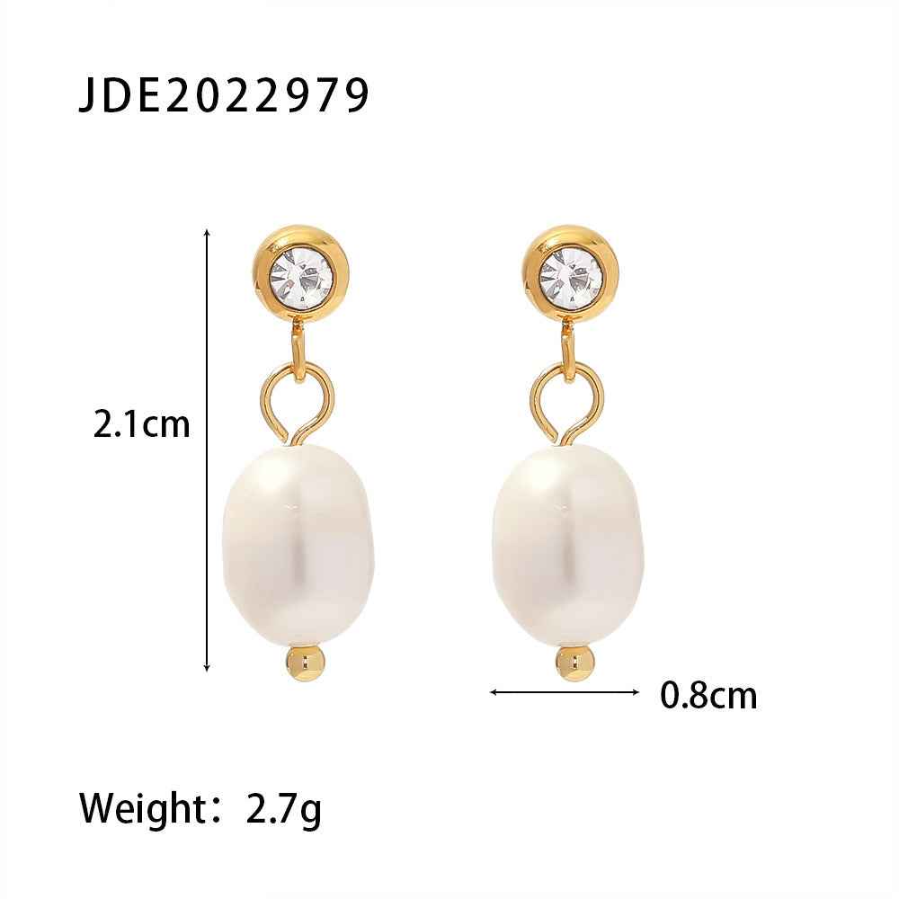 Stainless Steel Water Pearl Earrings - Beauty Accessories