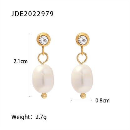 Stainless Steel Water Pearl Earrings