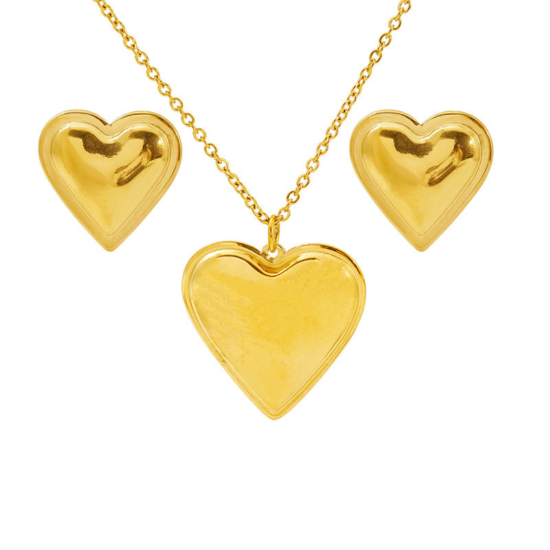 Stainless Steel Vintage Necklace And Stud Set - Beauty Accessories
