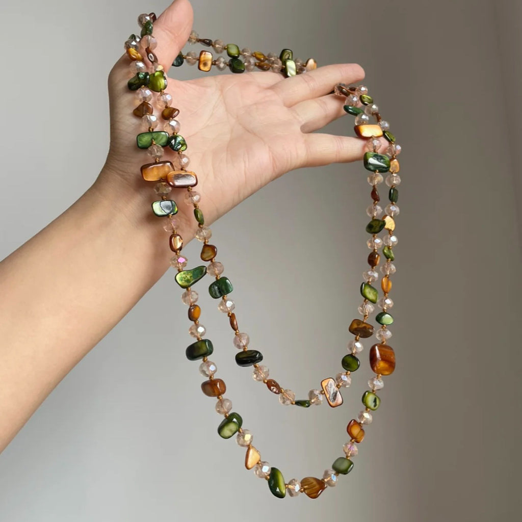Bohemian Colored Shell Bead Double Layered Necklace - Beauty Accessories