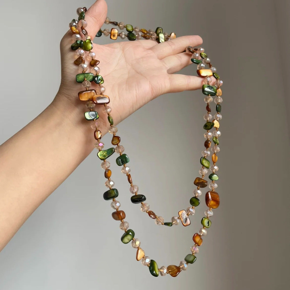 Bohemian Colored Shell Bead Double Layered Necklace - Beauty Accessories