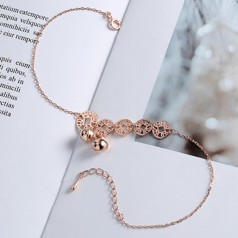 Rose Gold Bells Anklet Boho Stainless Steel - Beauty Accessories