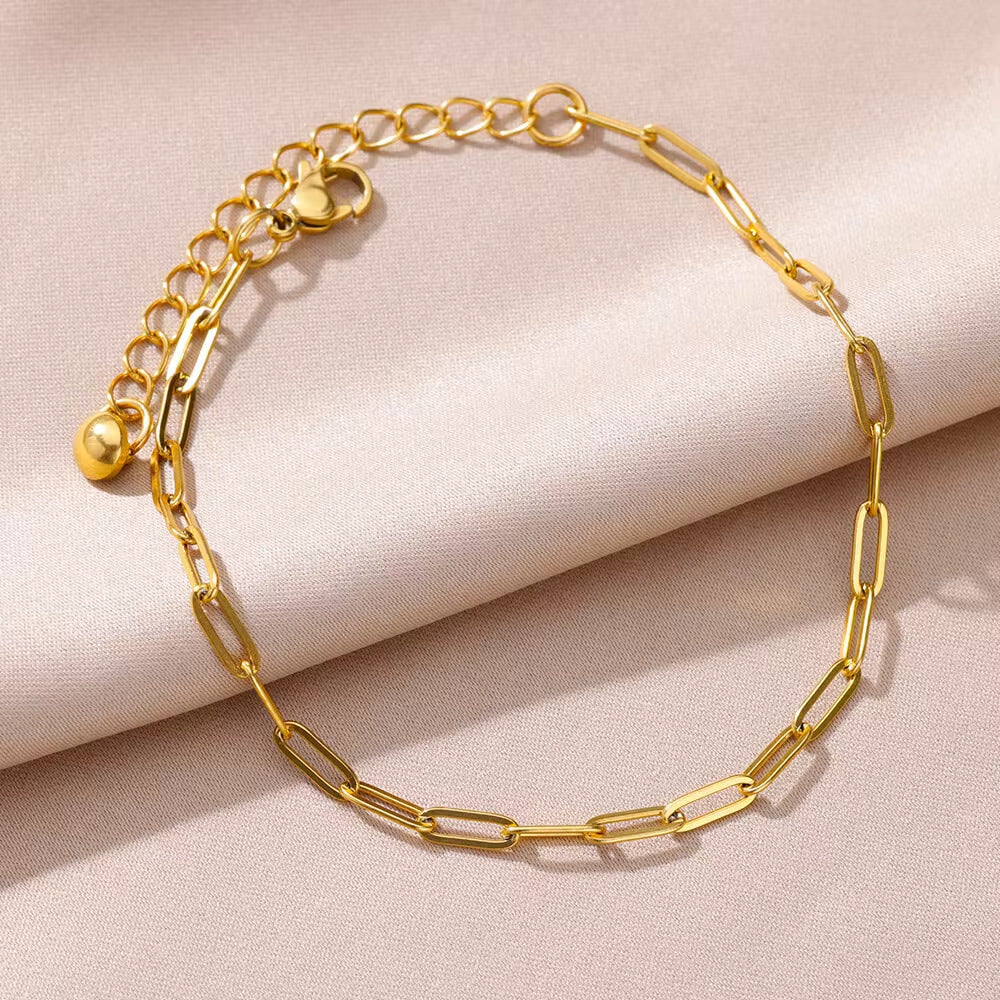 Tassel Anklet Gold Stainless Steel Waterproof Adjustable - Beauty Accessories