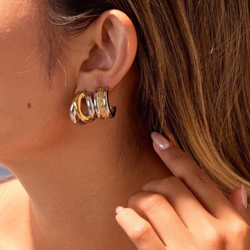 Stainless Steel Simple Design Earrings - Beauty Accessories