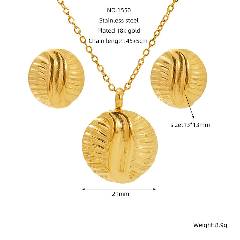 Stainless Steel Vintage Necklace And Stud Set - Beauty Accessories