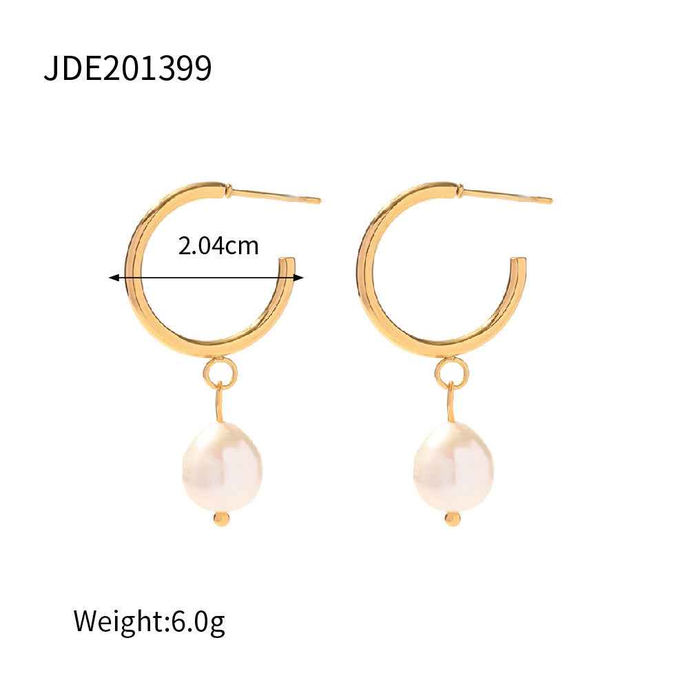 Stainless Steel Water Pearl Earrings - Beauty Accessories
