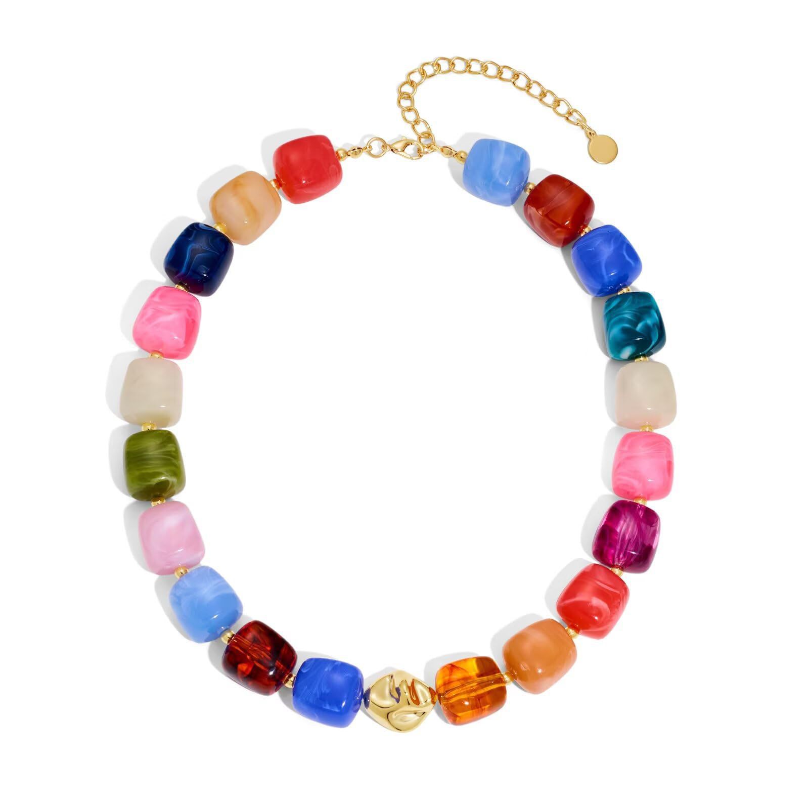 Bohemian-style Multicolor Resin Bead Necklace - Beauty Accessories