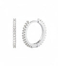 925 Sterling Silver 15 Mm Half Eternity Zircon Hoop Earrings - Beauty Accessories