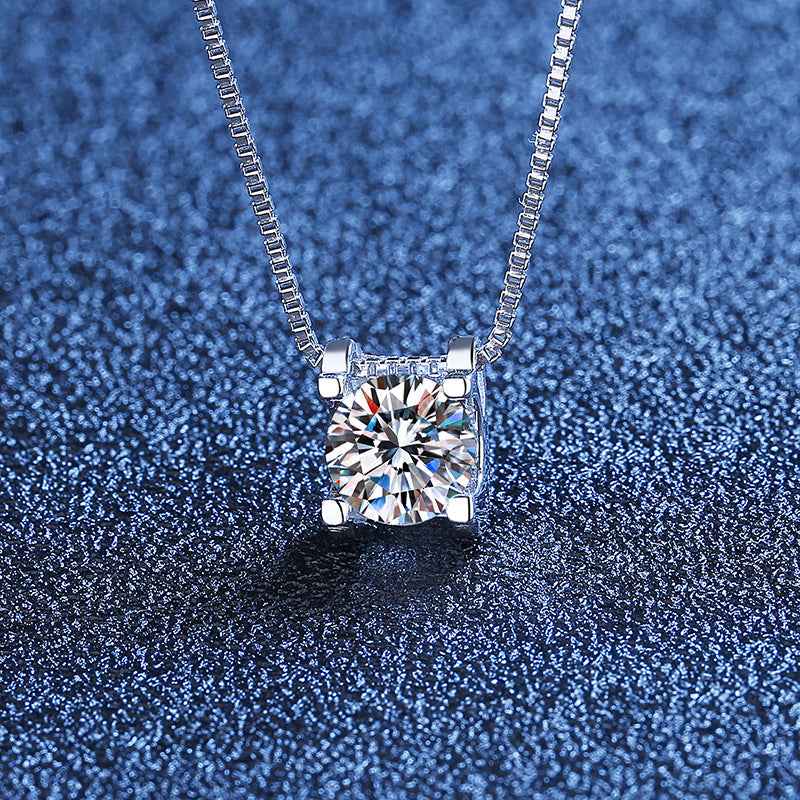 Mosang Diamond Bullhead Pendant Women's Pure Silver Necklace - Beauty Accessories