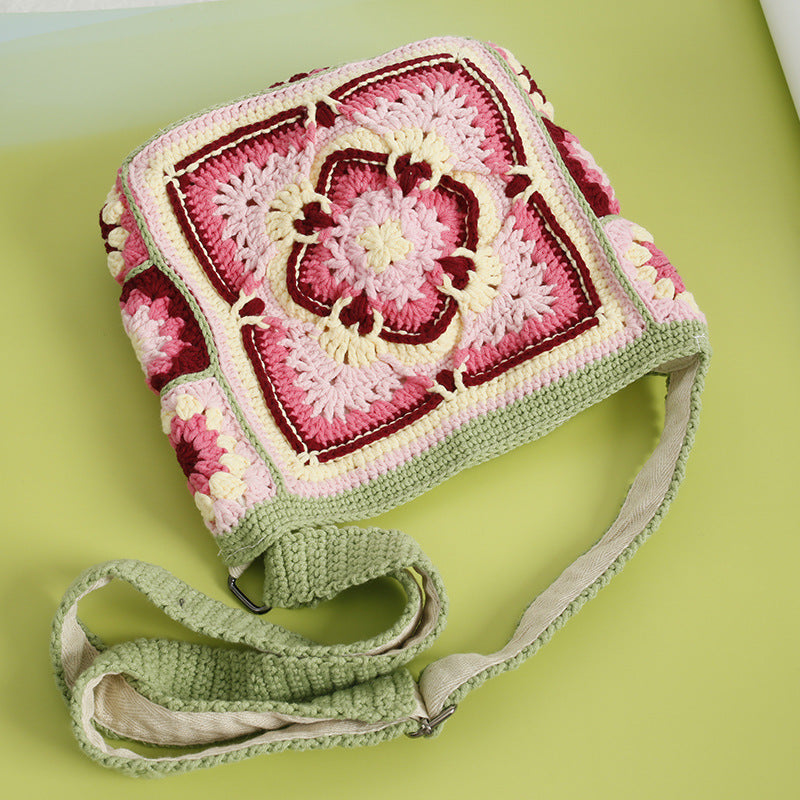 Bohemian Style Hand-woven Grandmother Plaid Crossbody Bag - Beauty Accessories