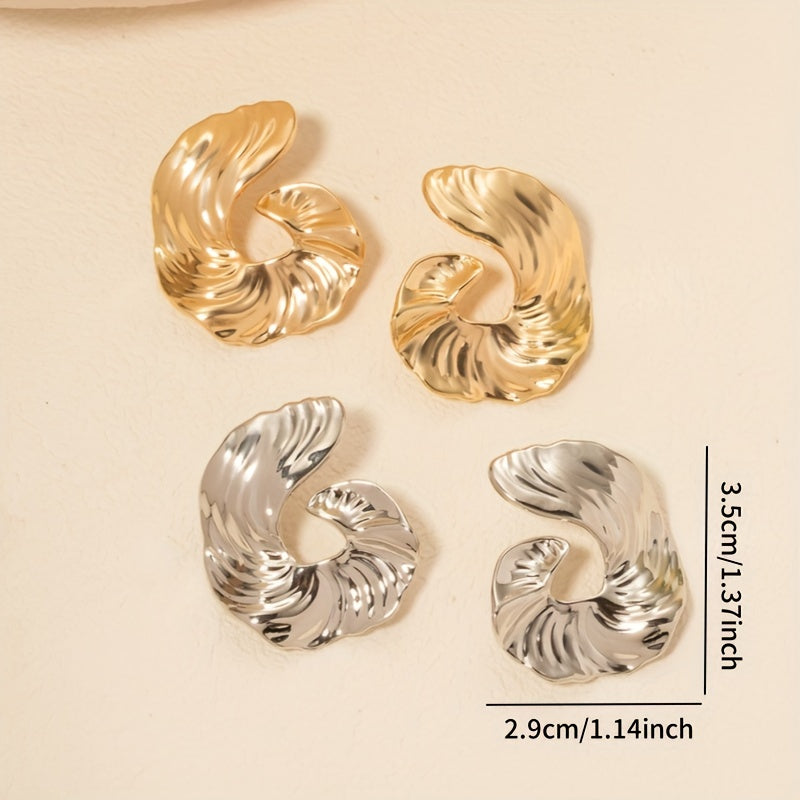 1 Pair Boho Style Irregular Spiral Texture Geometric Earrings - Beauty Accessories