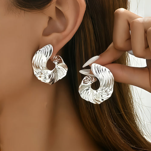 1 Pair Boho Style Irregular Spiral Texture Geometric Earrings - Beauty Accessories