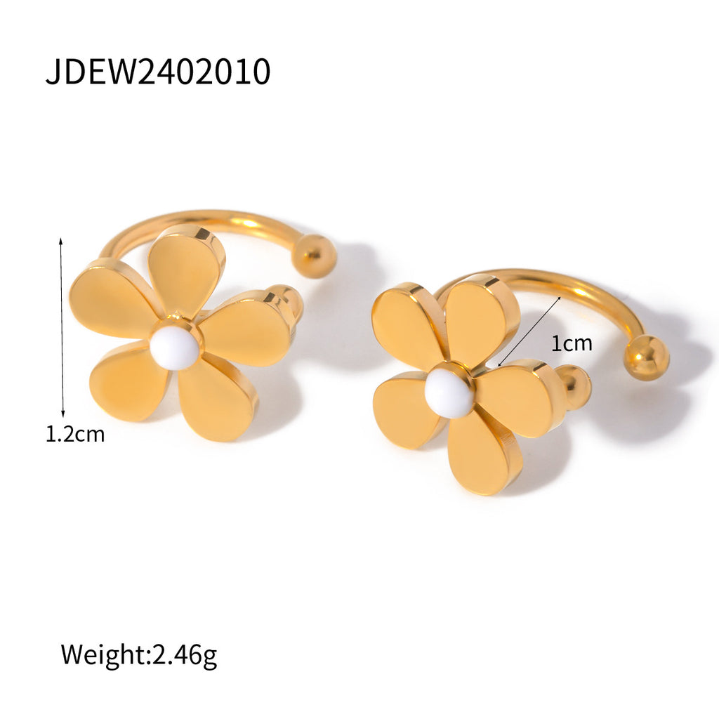 Summer 18K Gold Stainless Steel Flower Earrings - Beauty Accessories