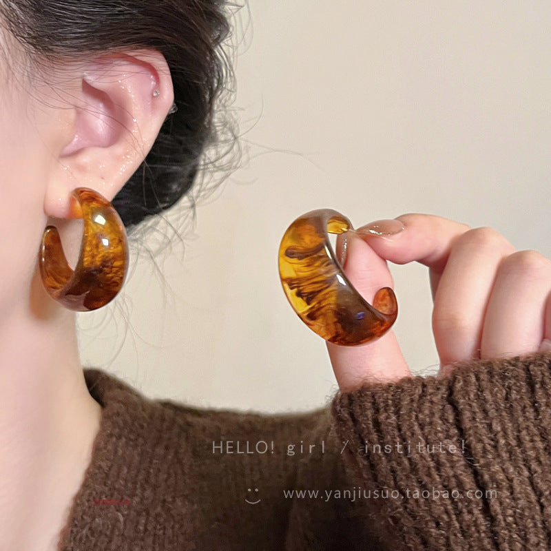 Vintage Tortoiseshell Hoop Earrings - Beauty Accessories