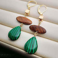 Ancient Style Ethnic Malachite Fashion Wooden Long Earrings