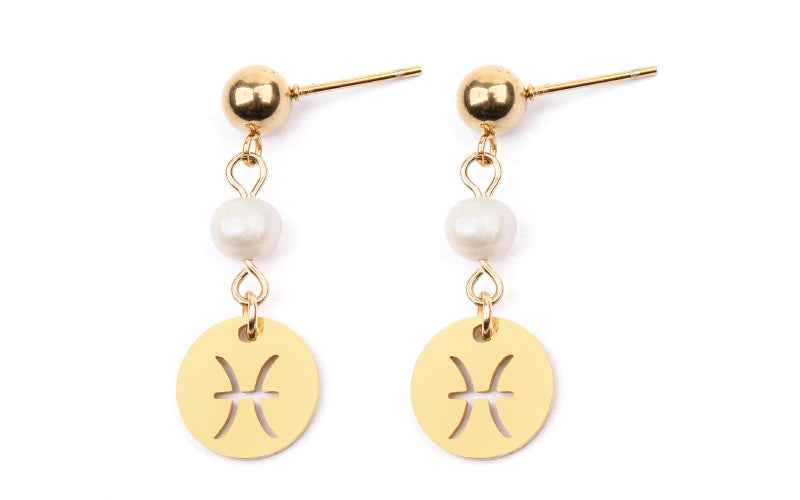 Stainless Steel Twelve Constellation Earrings - Beauty Accessories