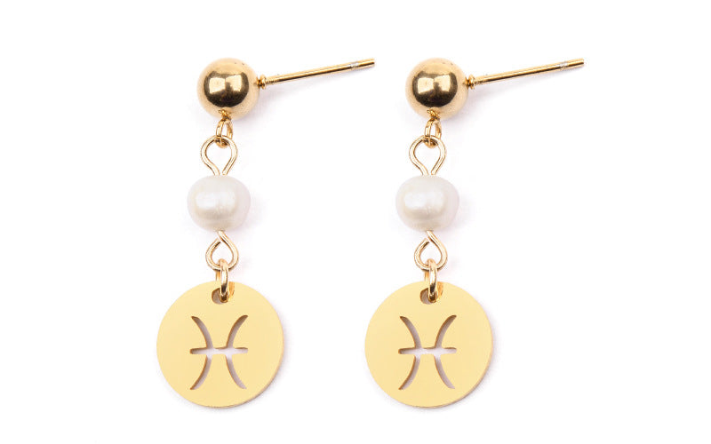 Stainless Steel Twelve Constellation Earrings - Beauty Accessories