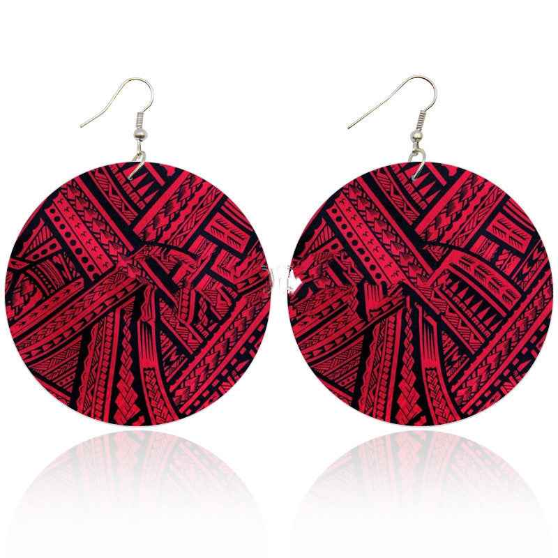 Bohemian Totem Printed Wooden Earrings Trend Pattern African