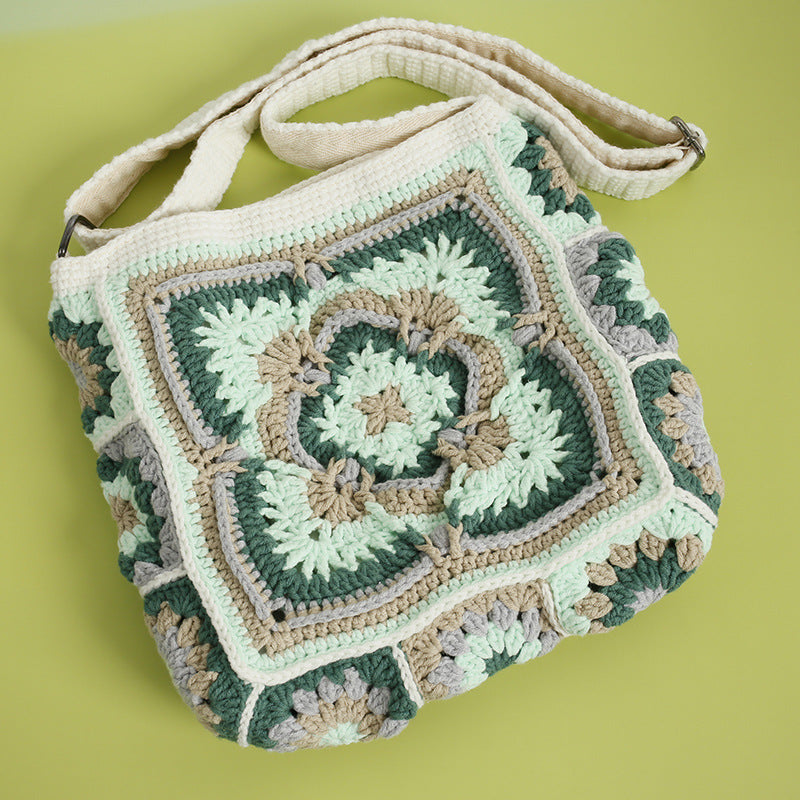 Bohemian Style Hand-woven Grandmother Plaid Crossbody Bag - Beauty Accessories